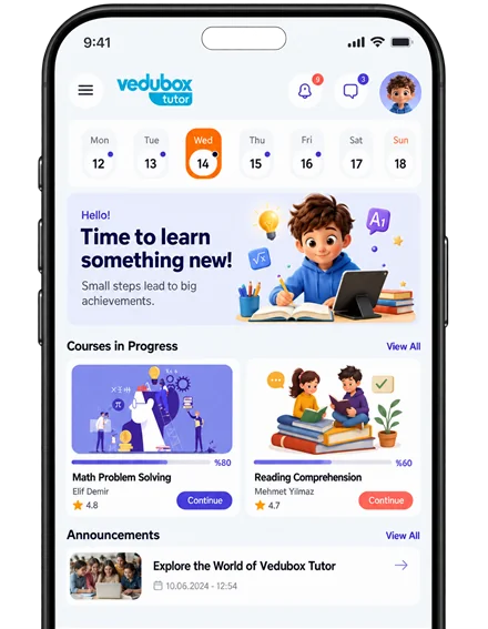 Vedubox Tutor mobile app screen